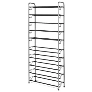 10-Tier Shoe Rack Silver & Black Rough Bars L 26.97 X W 8.98 X H 62.40