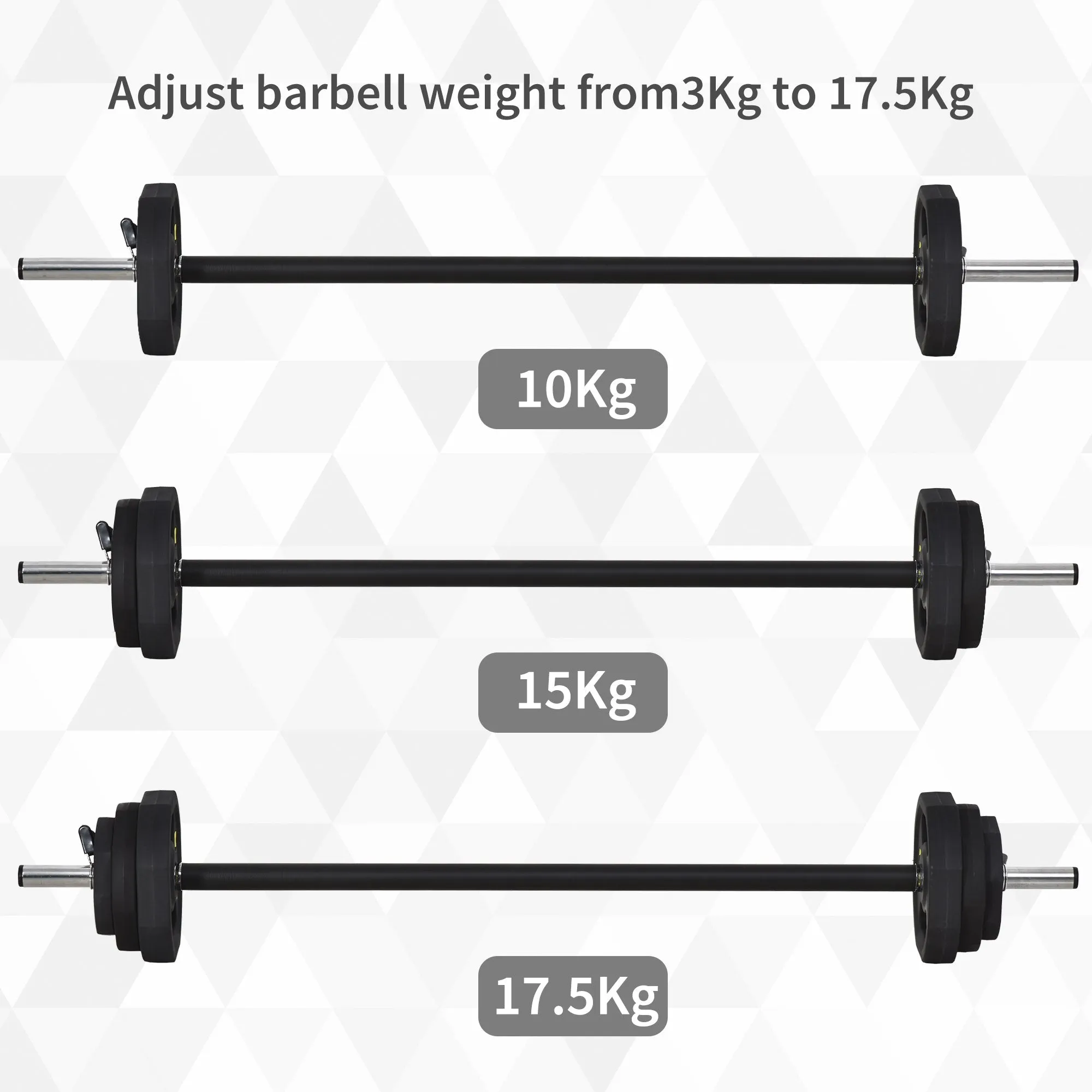 20KGS Adjustable Barbell Set Plate Bar Clamp Rod Home Gym Sports Area Exercise Ergonomic Black