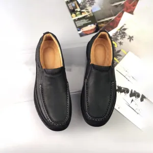 25067-Black Genuine Leather Comfortable Casual Leather Shoes Men Footwear