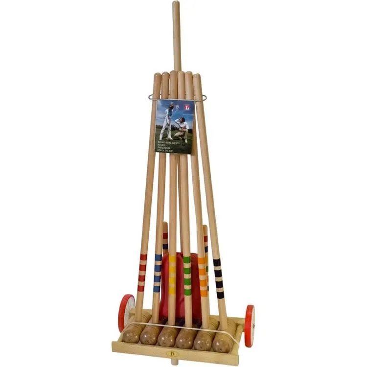 6 Player Croquet Set with Wooden Trolley