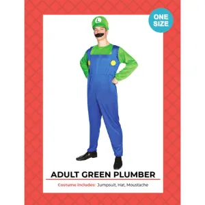 Adult Green Plumber Man Luigi Costume