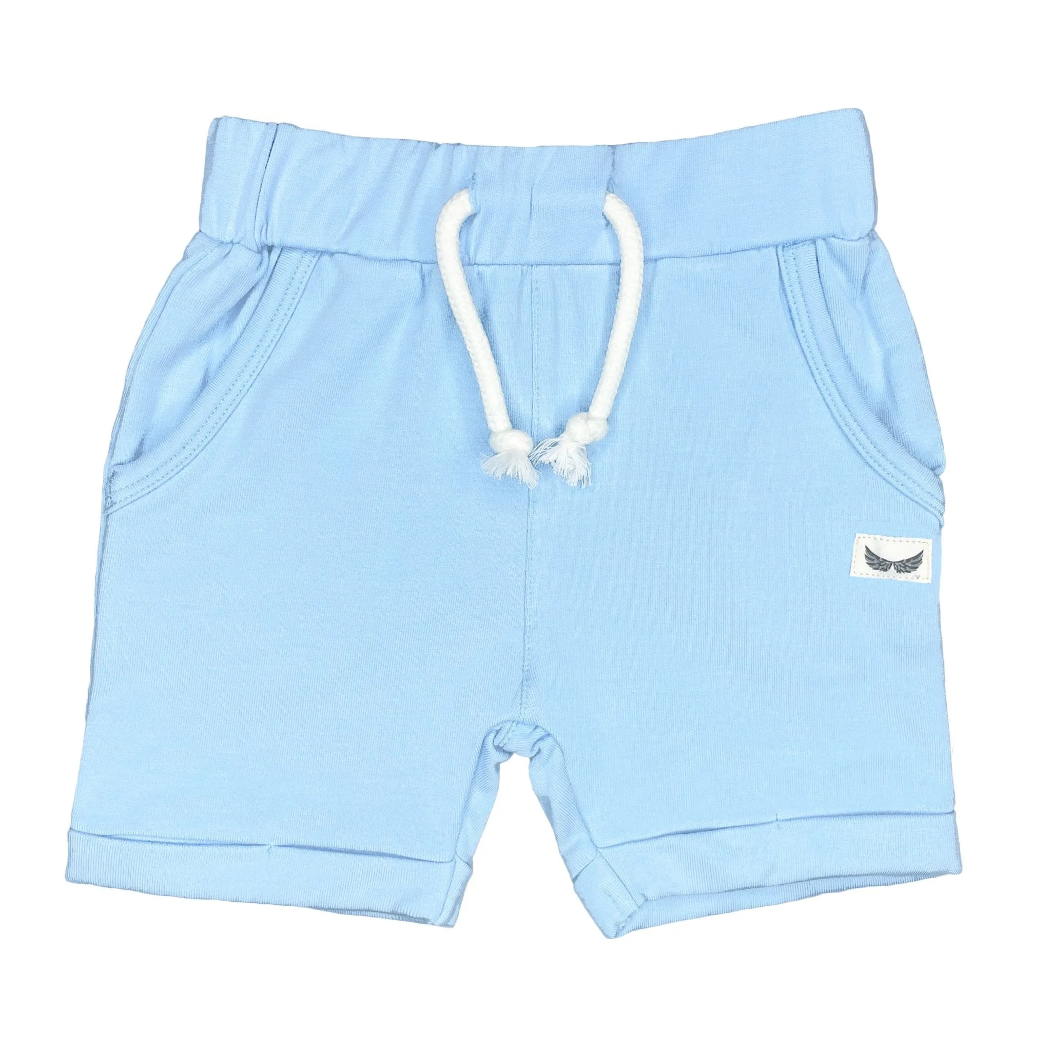 Airy Blue Kids Harem Shorts with Pockets || Bamboo/Cotton/Spandex French Terry (18M-8Y)