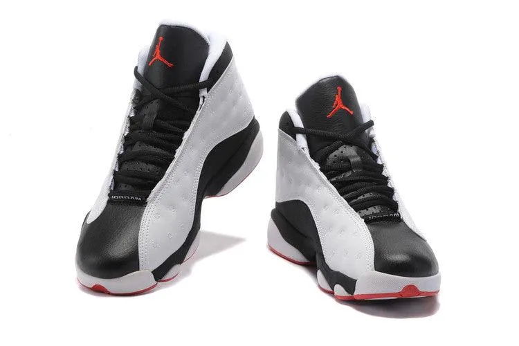 AJ 13 Retro Black and White Basketball Sneakers