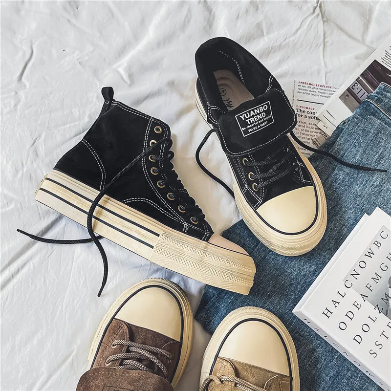 Amozae-Back To School Gifts Vintage Canvas High Top Sneakers