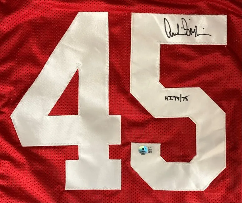 Archie Griffin Ohio Signed Red Football Jersey HT 74/75 Inscribed BAS