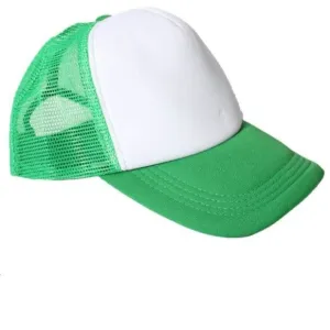 Baseball Cap with White Front and Mesh Back - Green