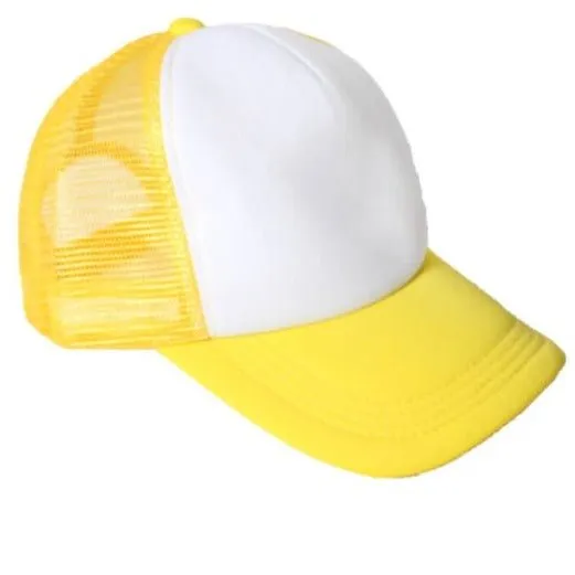 Baseball Cap with White Front and Mesh Back - Yellow