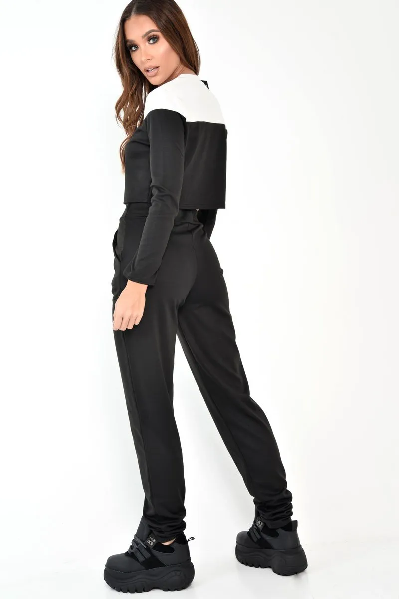 Black and White Contrast Panel Tracksuit - Soraya