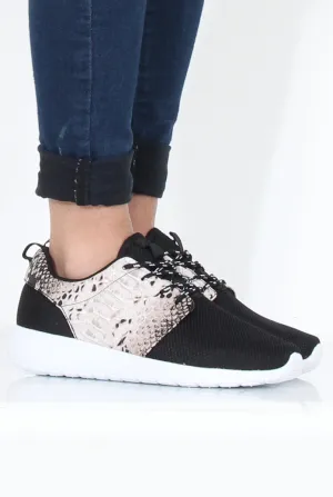 Black Snakeskin Trainers - Candice