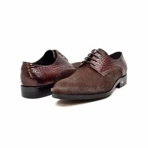 British Walkers Executive Men's Brown Leather and Pony Skin Dress Shoes