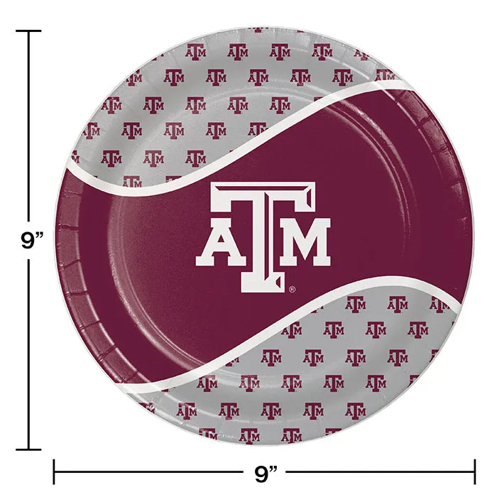 Bulk Texas A&M Paper Dinner Plate (96 per Case)