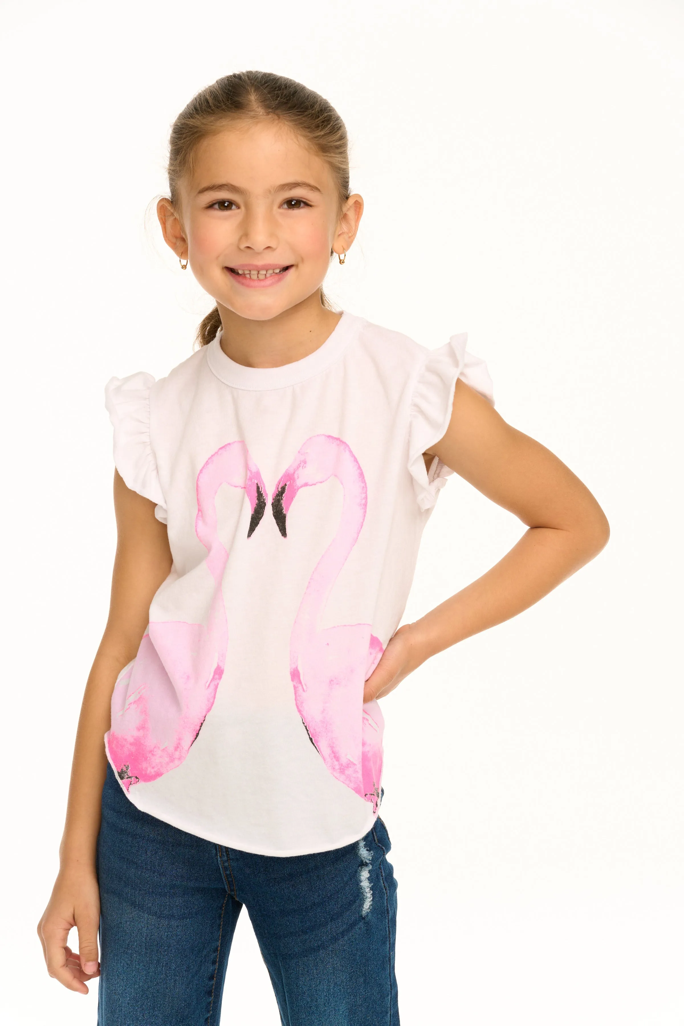 Chaser Flamingo Mirror Flutter Sleeve Tee