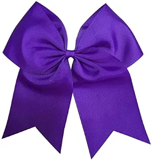 Cheer Bows Purple Cheerleading Softball - Gifts for Girls and Women Team Bow with Ponytail Holder Complete your Cheerleader Outfit Uniform Strong Hair Ties Bands Elastics by Kenz Laurenz (1)