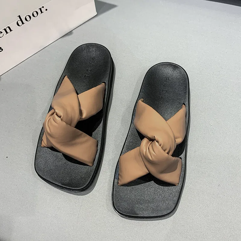 Concise Genuine Leather Slippers