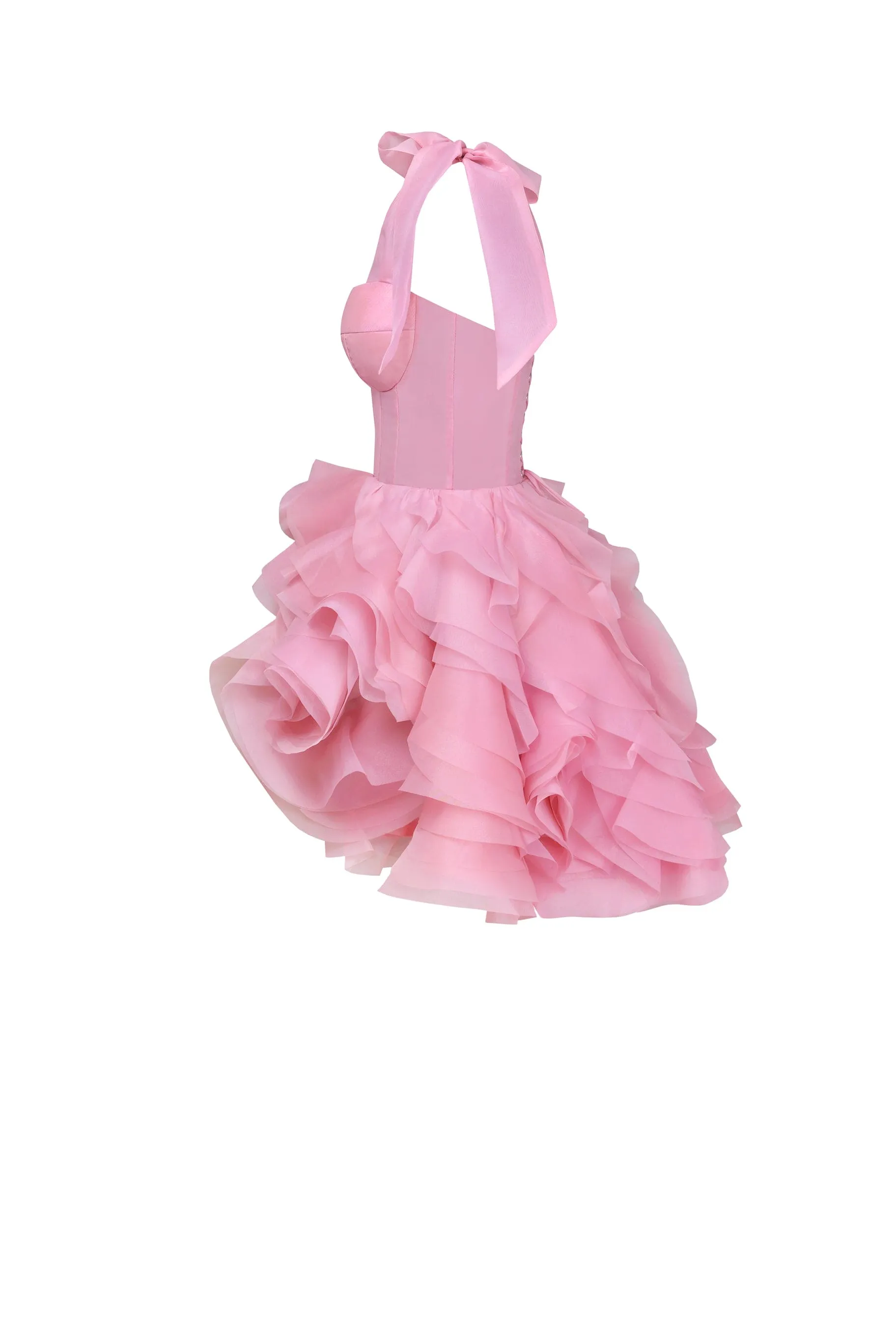 Danceable mini with ruched flower appliques, Garden of Eden