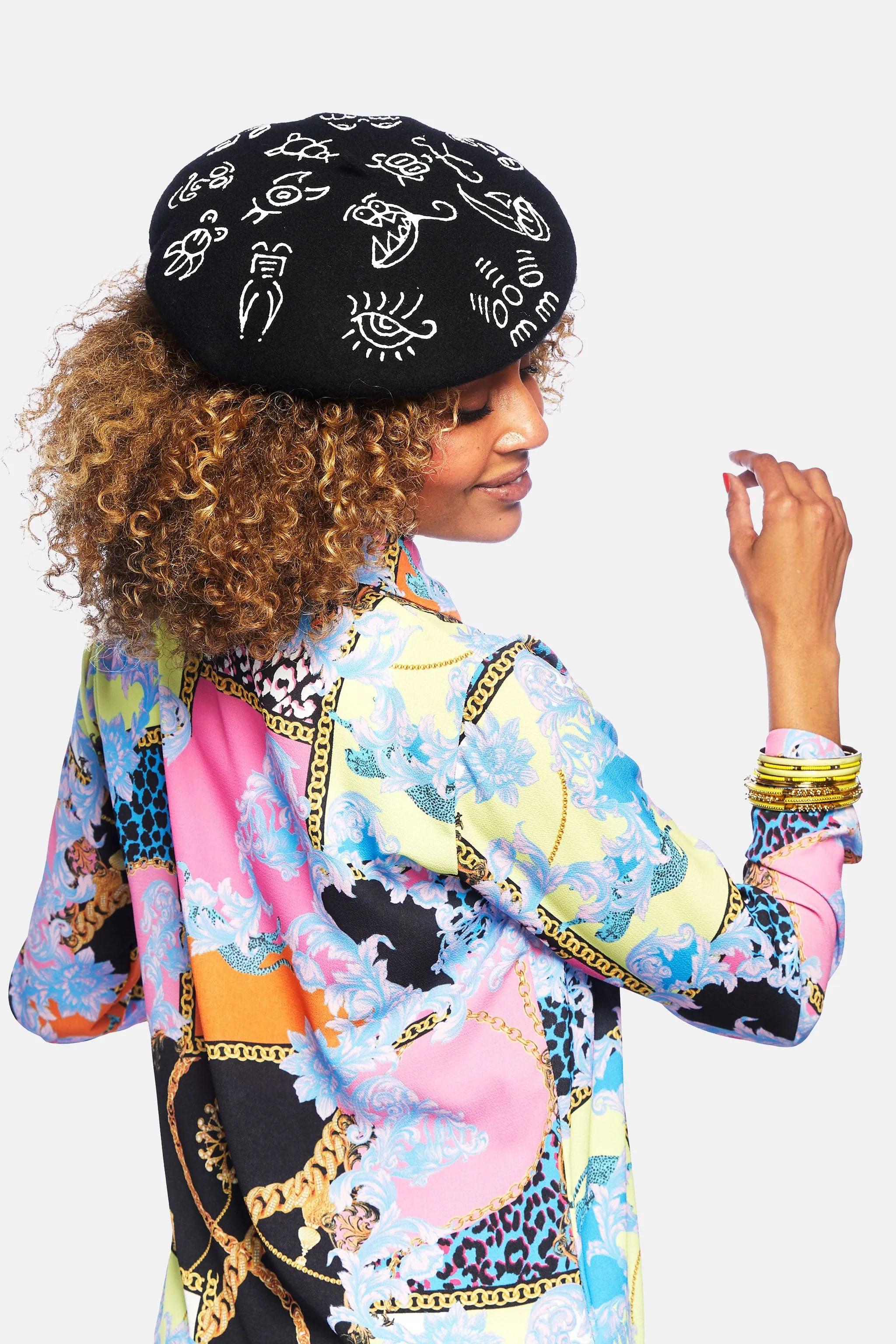 Doodle Beret in Black