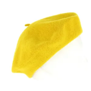 Felt Beret Hat - Yellow