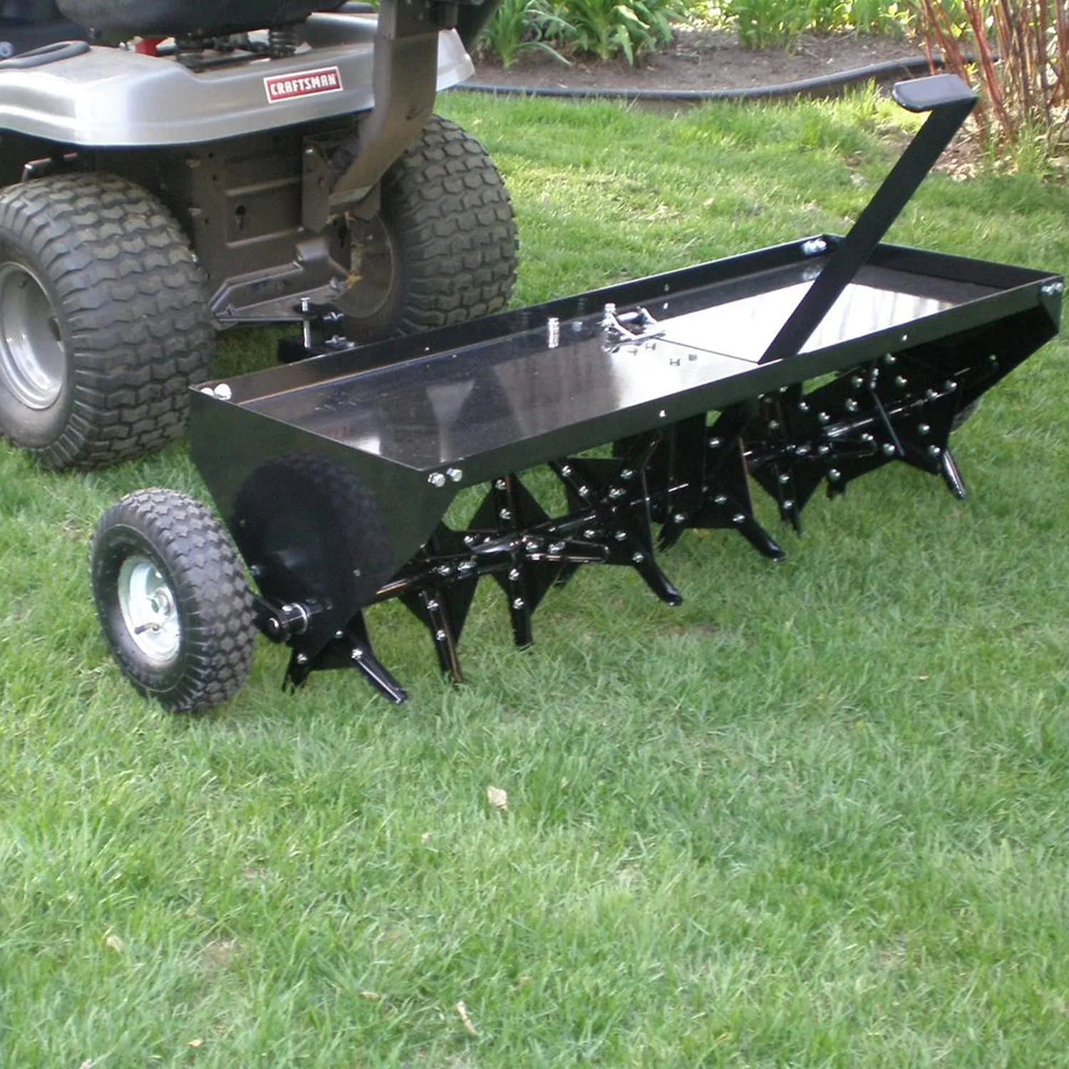 Field Tuff 48" Wide Plug-Style Aerator – 32 Coring Plugs, Tow-Behind DesignFor ATV/ UTV/ Lawn Tractor