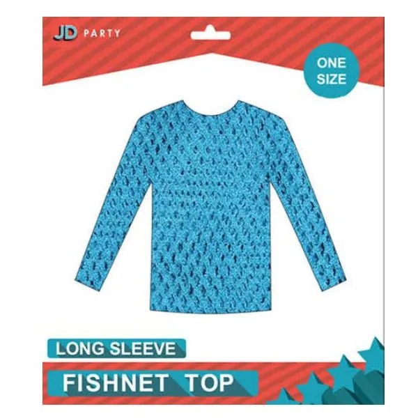 Fishnet Top Long Sleeve - Blue