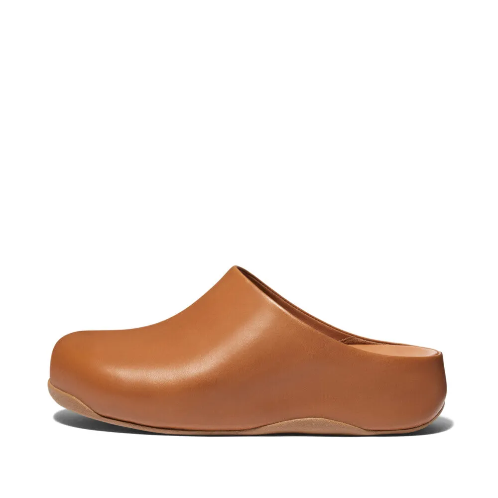 FitFlop Shuv Leather Clogs Brown