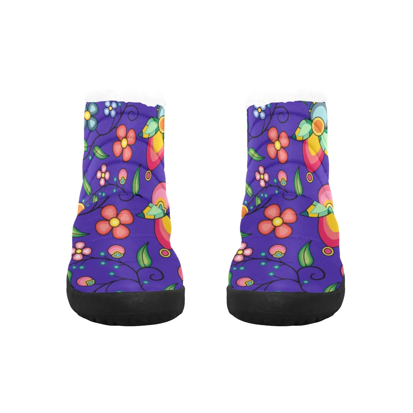 Floral Bounty Blue Women's Padded Winter Boot