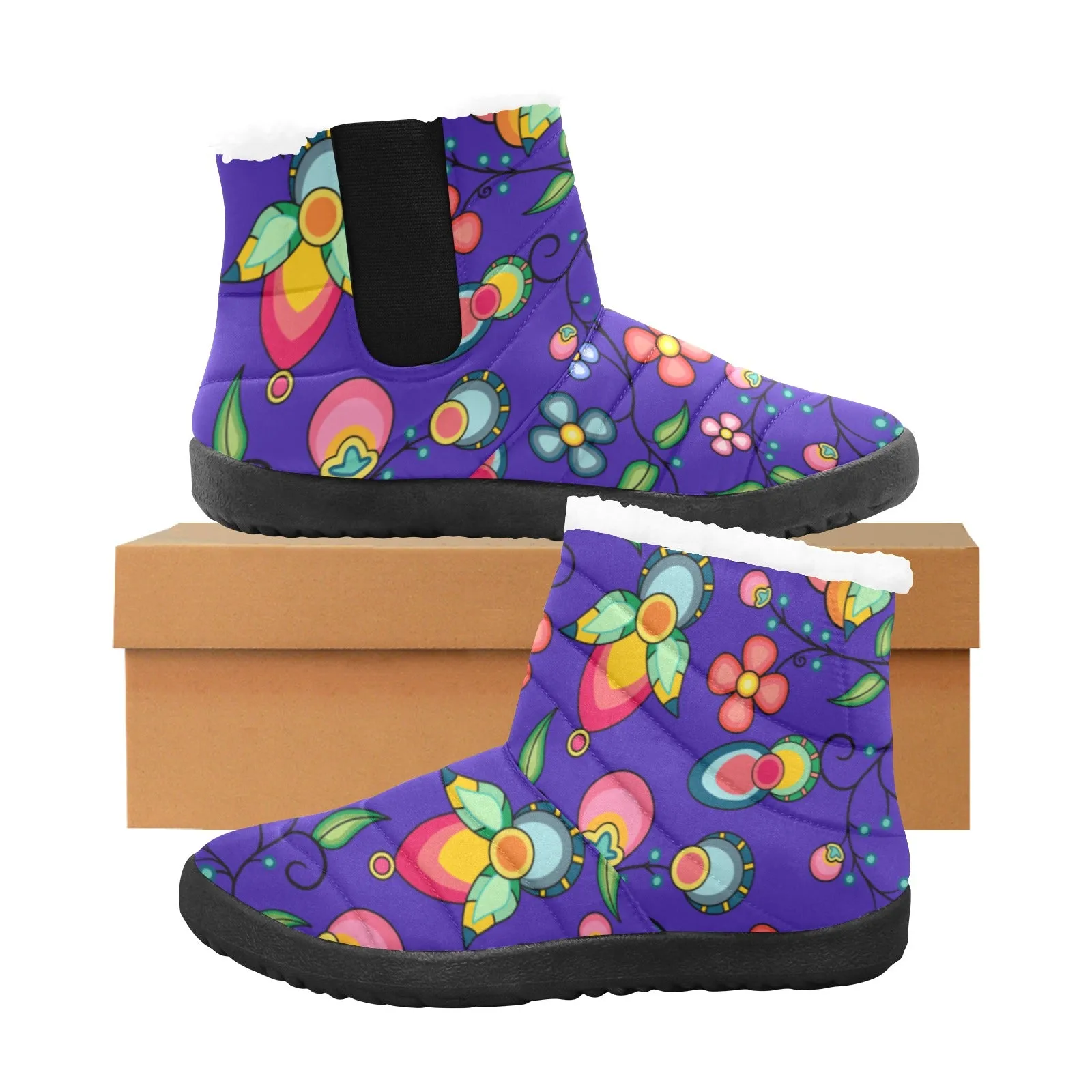 Floral Bounty Blue Women's Padded Winter Boot