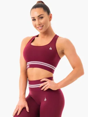 Freestyle Seamless Longline Sports Bra - Burgundy