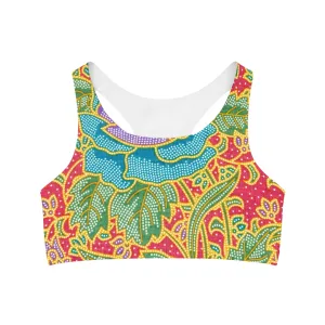 Green and red flowers - Inovax Seamless Sports Bra