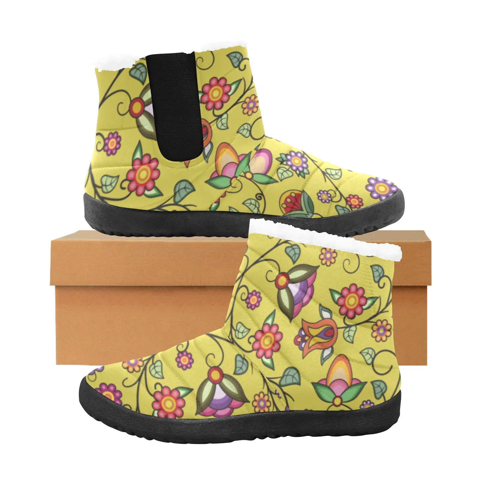 Heartbeat Petals Yellow Women's Padded Winter Boot