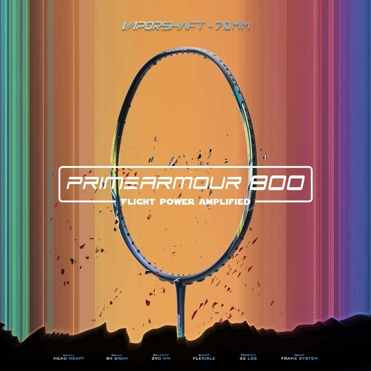 Hundred Primearmour 800 Nano Frame System Strung Badminton Racquet (Blue / Black)