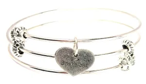 I Love Basketball Triple Style Expandable Bangle Bracelet