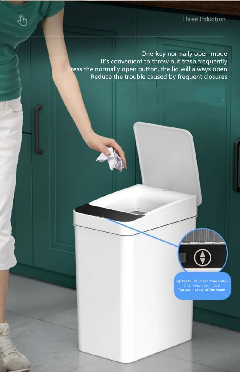 Intelligent Smart Trash Can Dual Mode Opening Smart Sensor Rechargeable USB with free 10pcs Garbage Bag