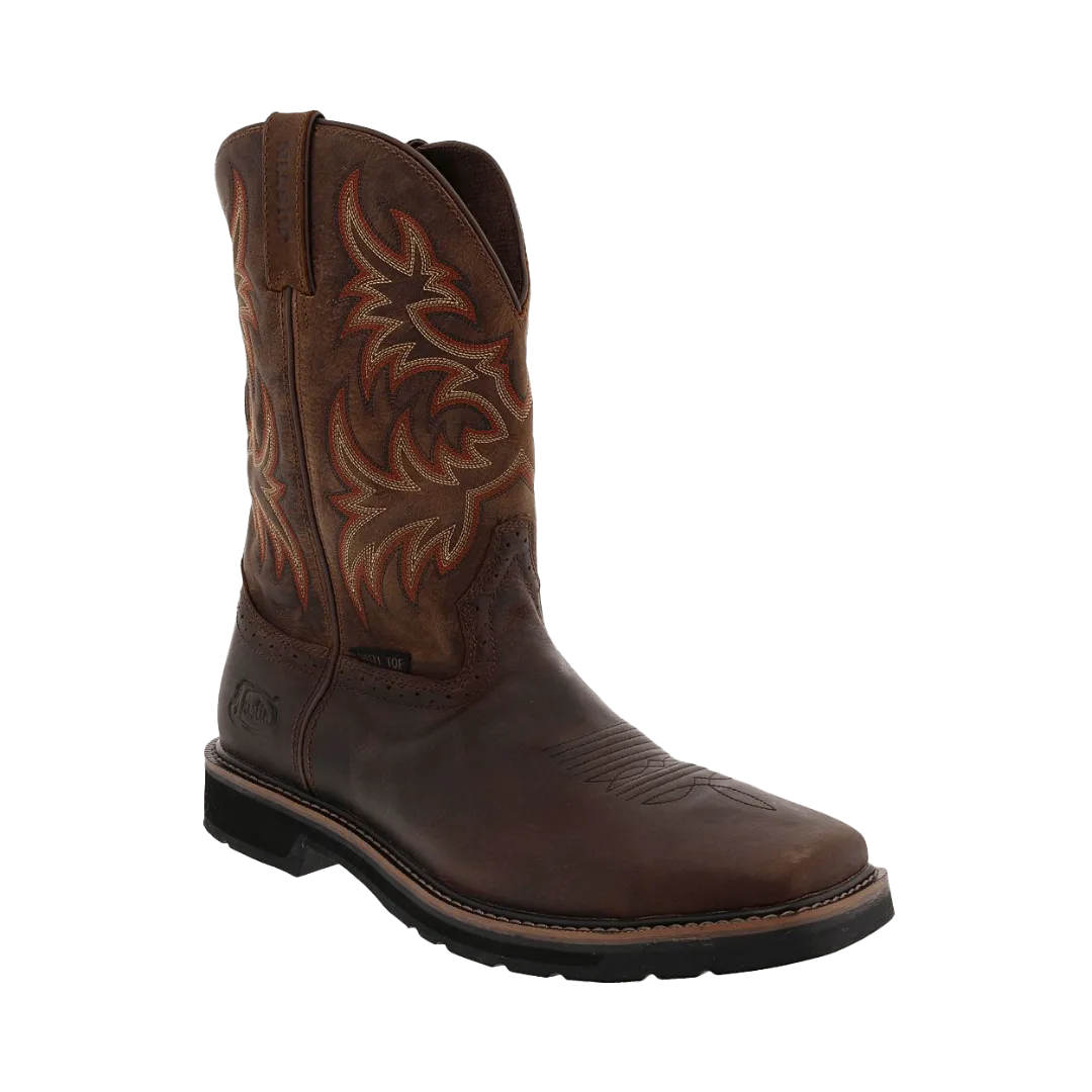 Justin Rugged Men's Tan Cowhide Stampede Steel Toe Work Boots