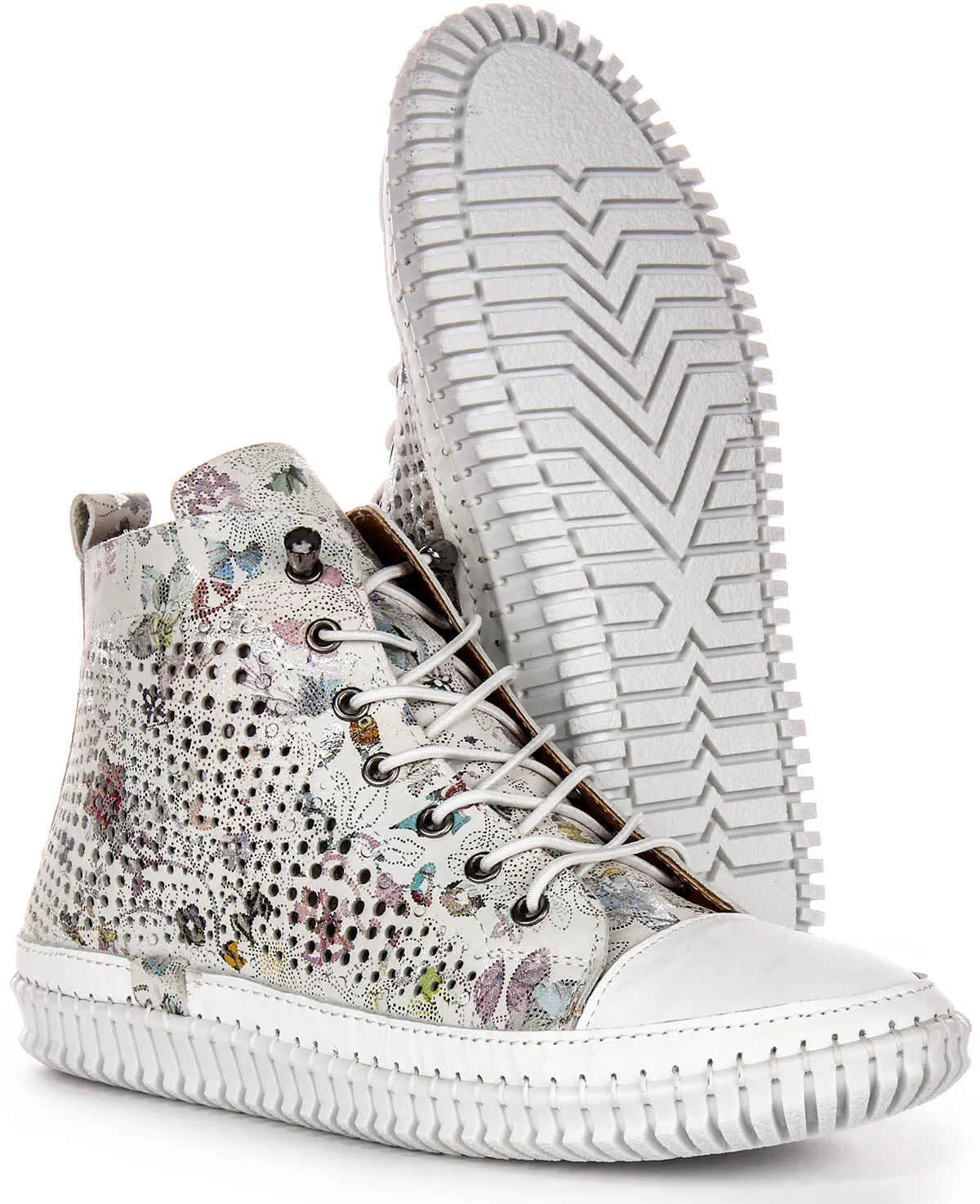 Justinreess England Nexa Hi In White Floral For Women