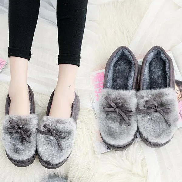 Keep Warm Fur Lining Suede Soft Flat Platform Loafers For Women