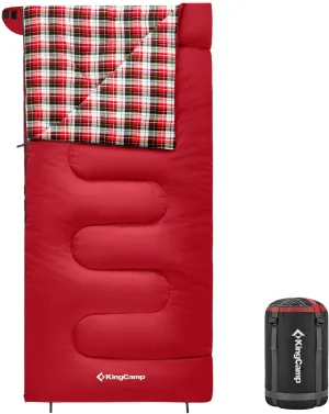 KingCamp Camping Sleeping Bag Cotton Flannel Sleeping Bags Cold Weather 39℉ for Adults Red