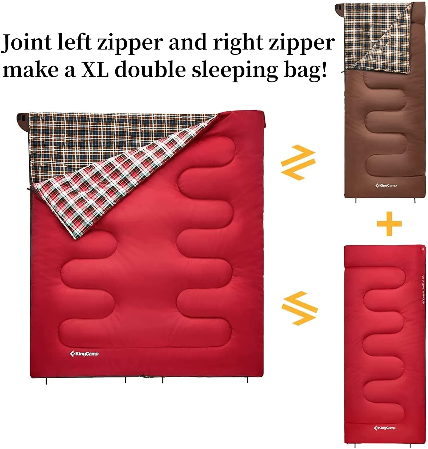 KingCamp Camping Sleeping Bag Cotton Flannel Sleeping Bags Cold Weather 39℉ for Adults Red