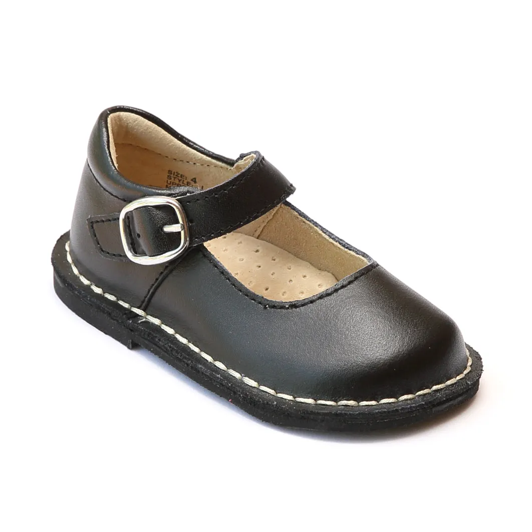 L'Amour Girls Classic Matte Leather Mary Janes