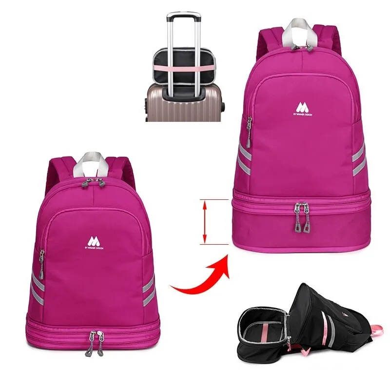 Large Beach Bag Combo Dry Wet Waterproof Backpack Women Swimming Gym Bag with Shoe Pouch Large