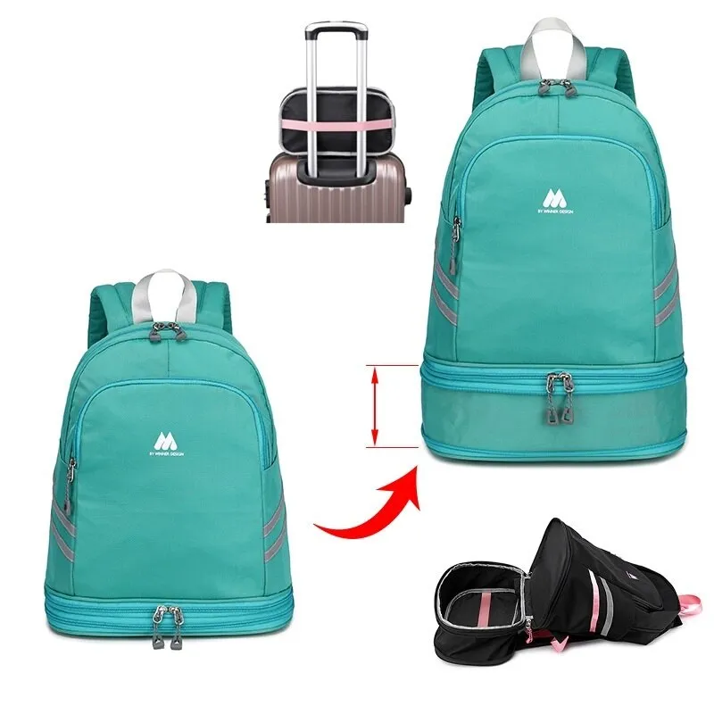 Large Beach Bag Combo Dry Wet Waterproof Backpack Women Swimming Gym Bag with Shoe Pouch Large