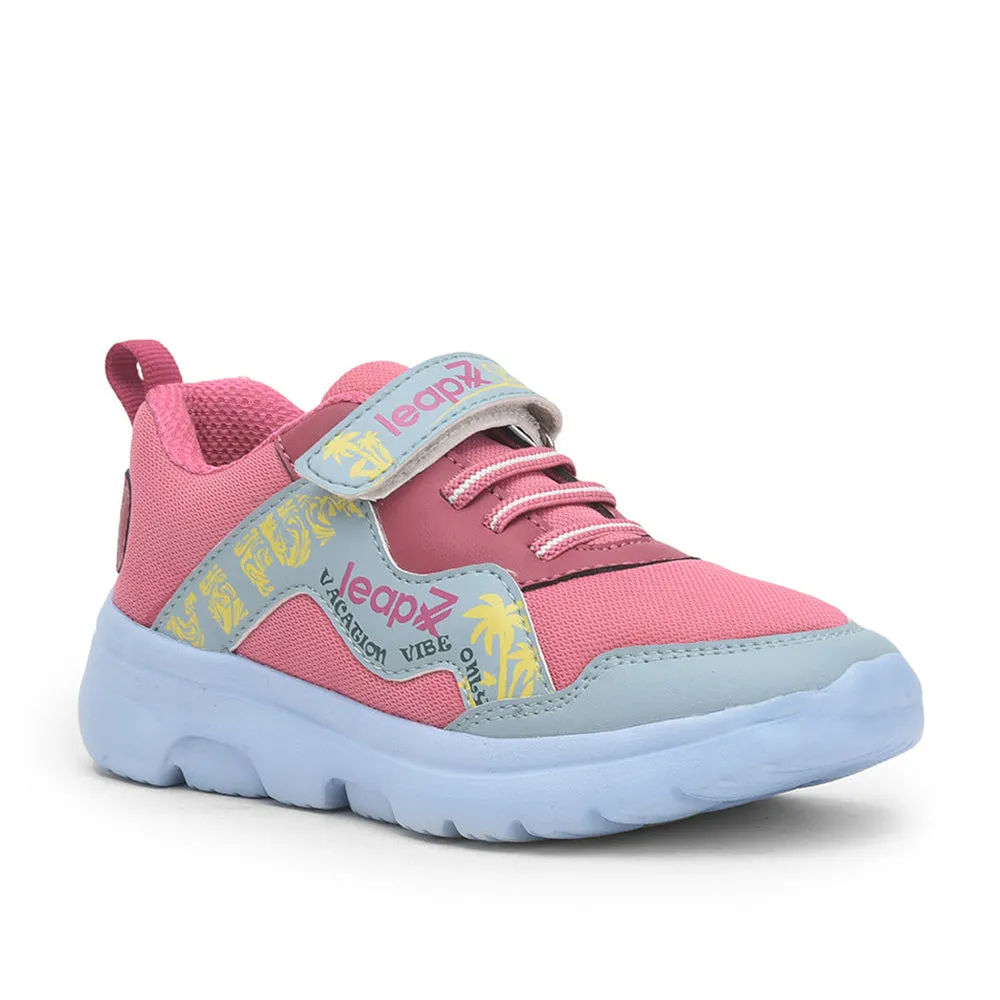 Leap7x Pink Sports Slip-on Walking Shoes For Kids TURBO-1E By Liberty