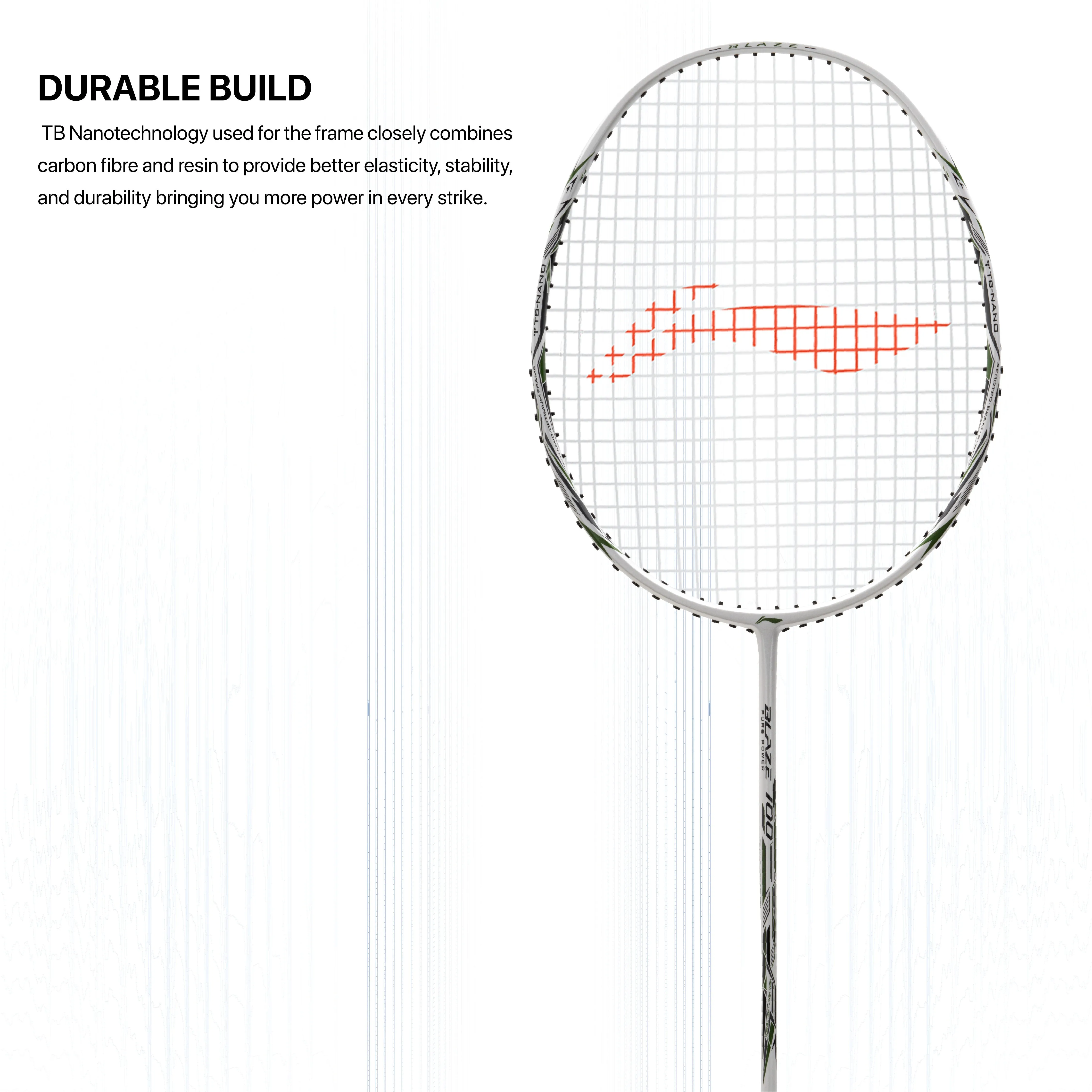 Li-Ning Blaze 100 Strung Badminton Racquet 78 grams (White)