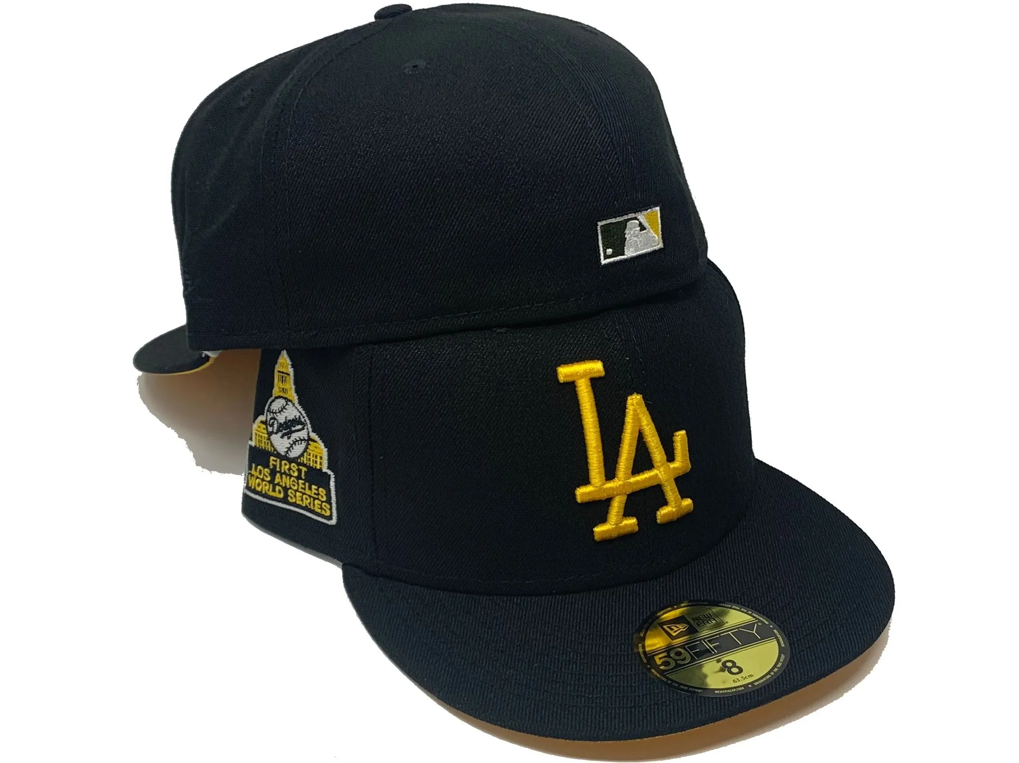 LOS ANGELES DODGERS FIRST WORLD SERIES BLACK YELLOW BRIM NEW ERA FITTED HAT