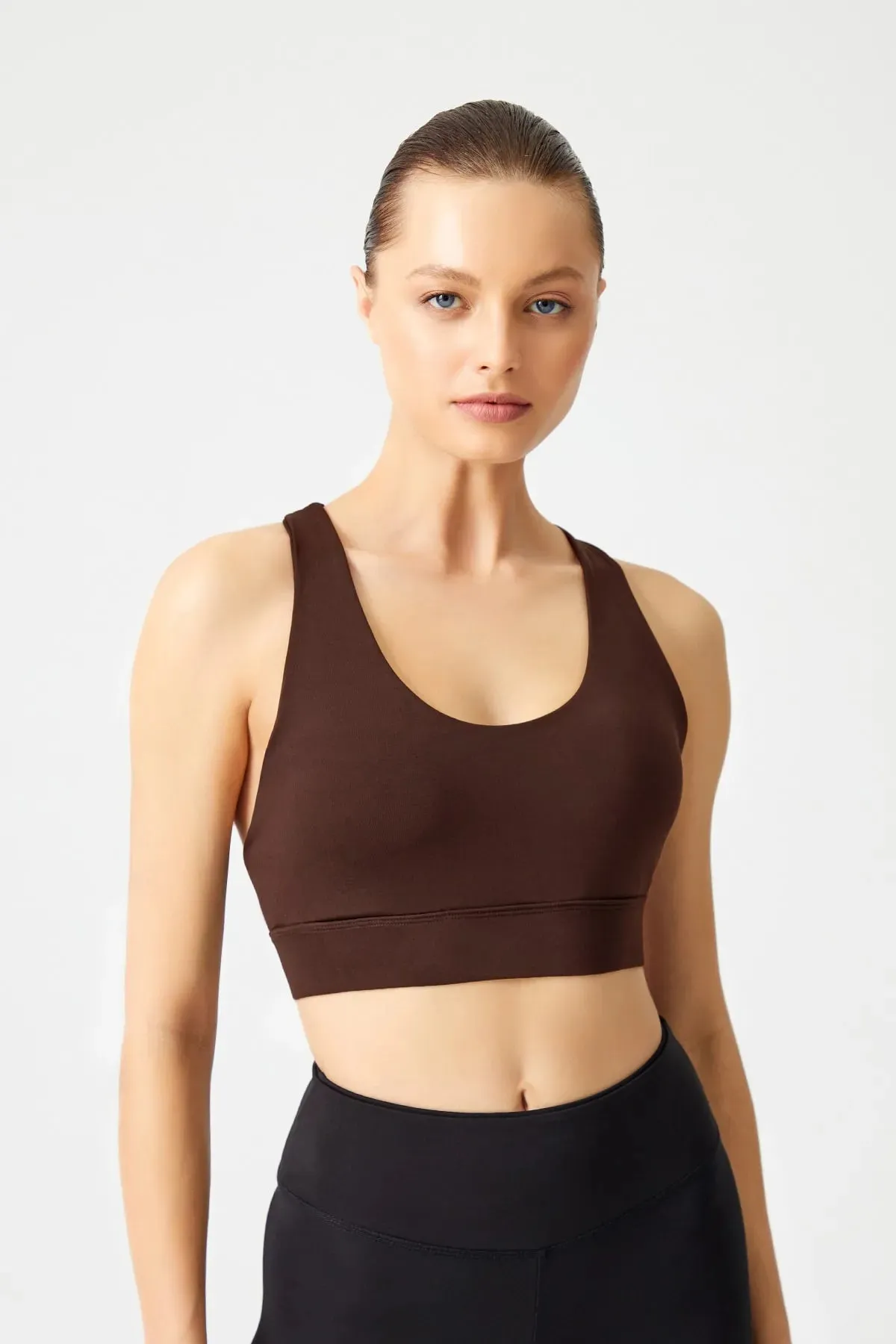 Los Ojos Women's Brown Padded Covered Sports Bra