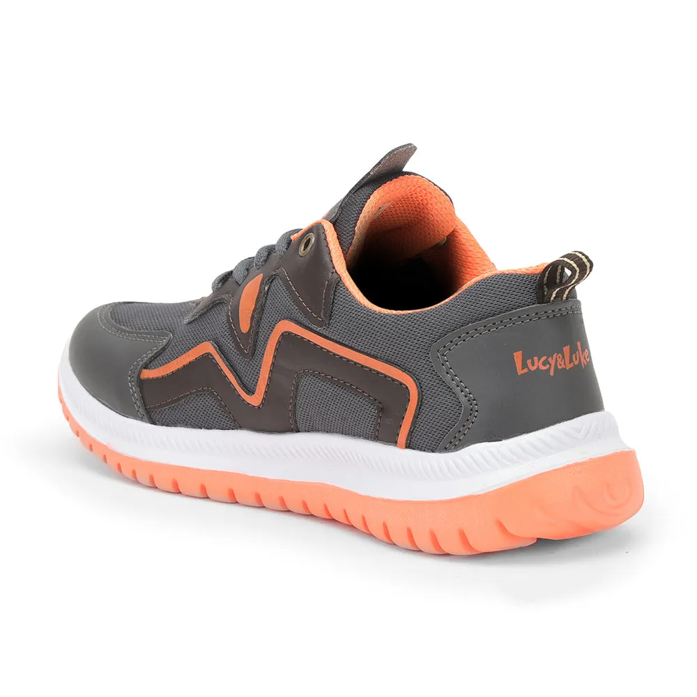 Lucy & Luke Lacing Grey Sports Running Shoes For Kids VIGOUR-1L By Liberty