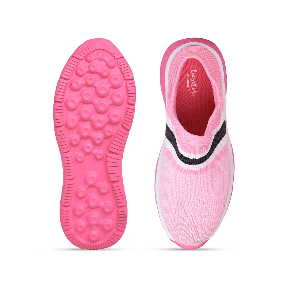 Lucy & Luke (Pink) Sports Non Lacing Shoes For Kids SPLASH-3 By Liberty