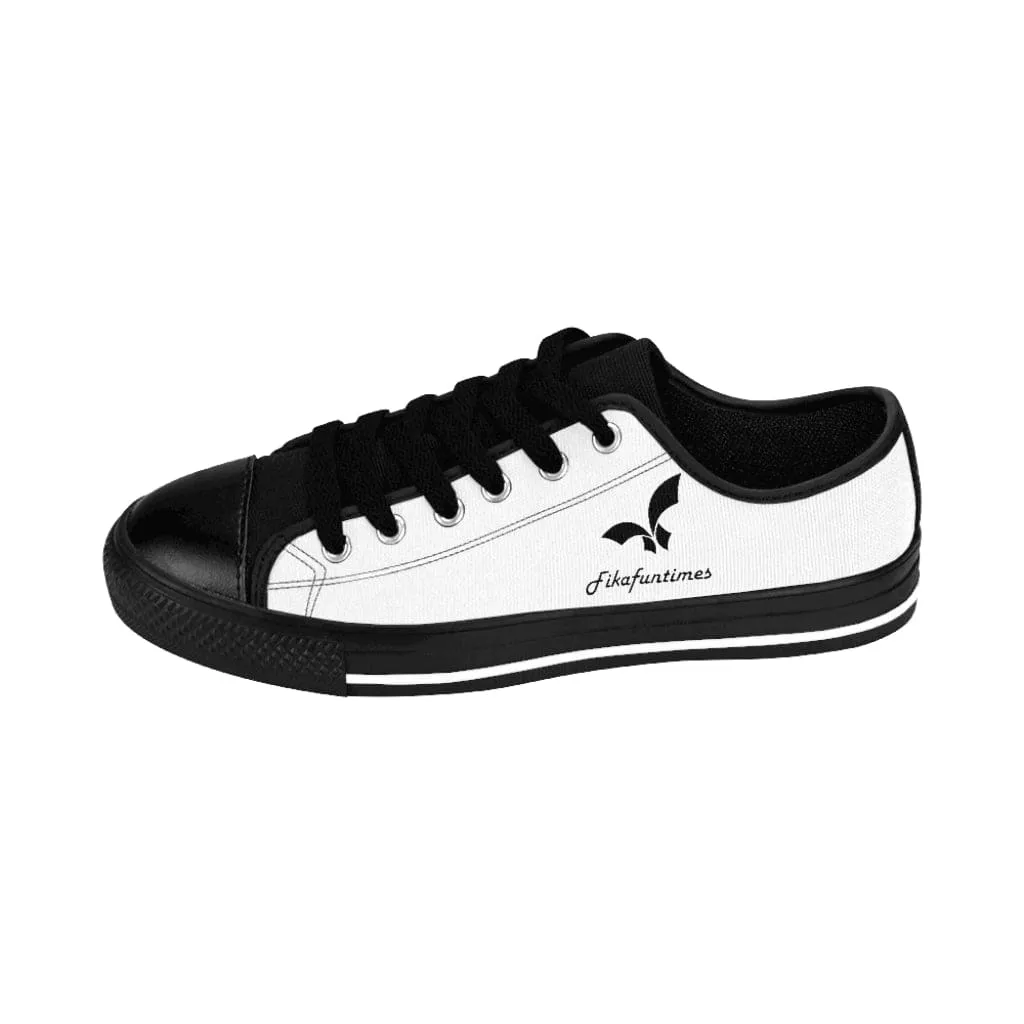 Men Breathable Canvas Lace-Up White & Black Fikafuntimes Skate Shoes