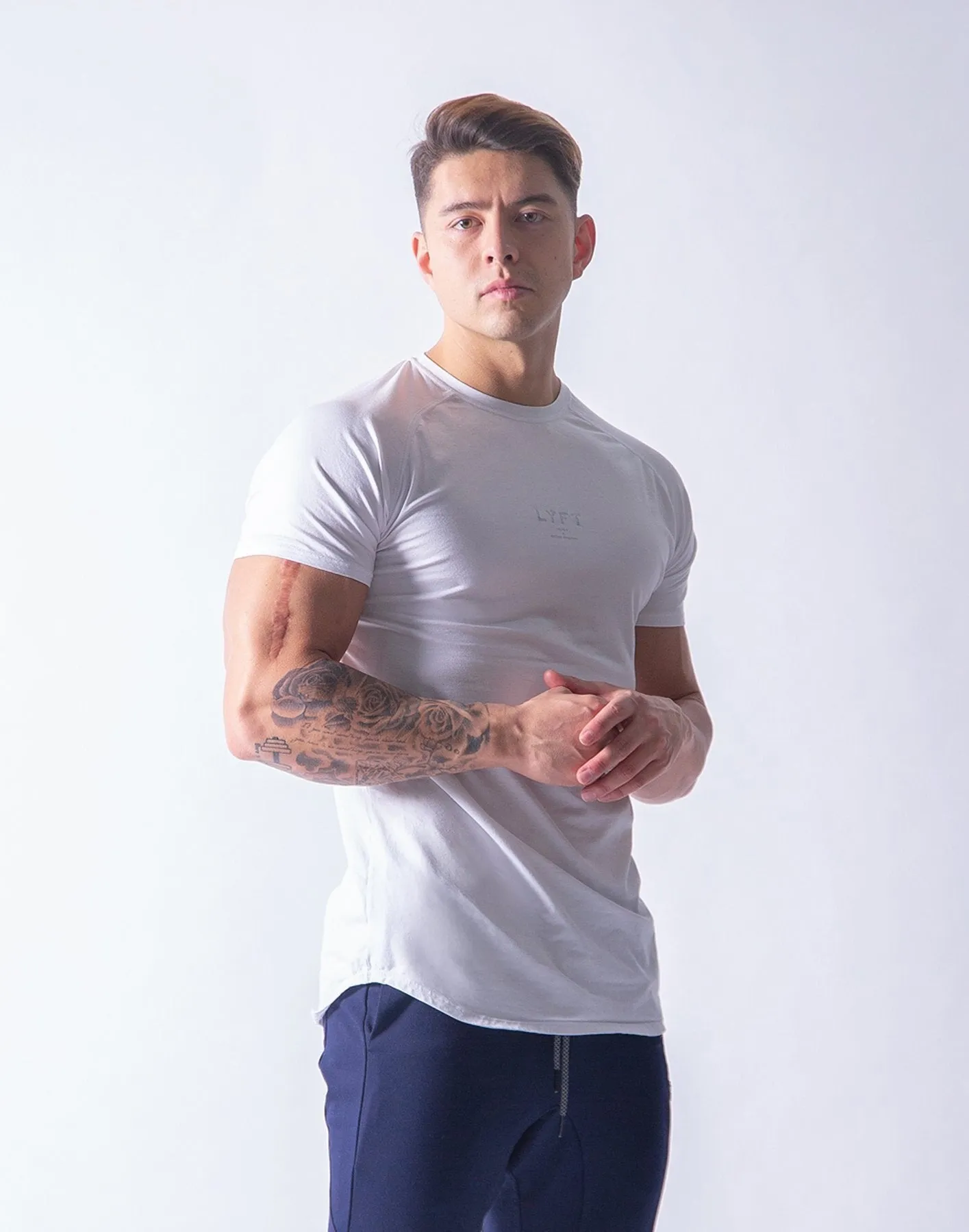 Men's Raglan Sports Slim Fit  Curved Hemline Tee