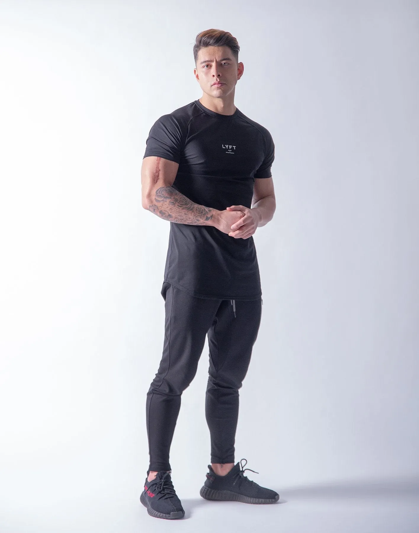 Men's Raglan Sports Slim Fit  Curved Hemline Tee