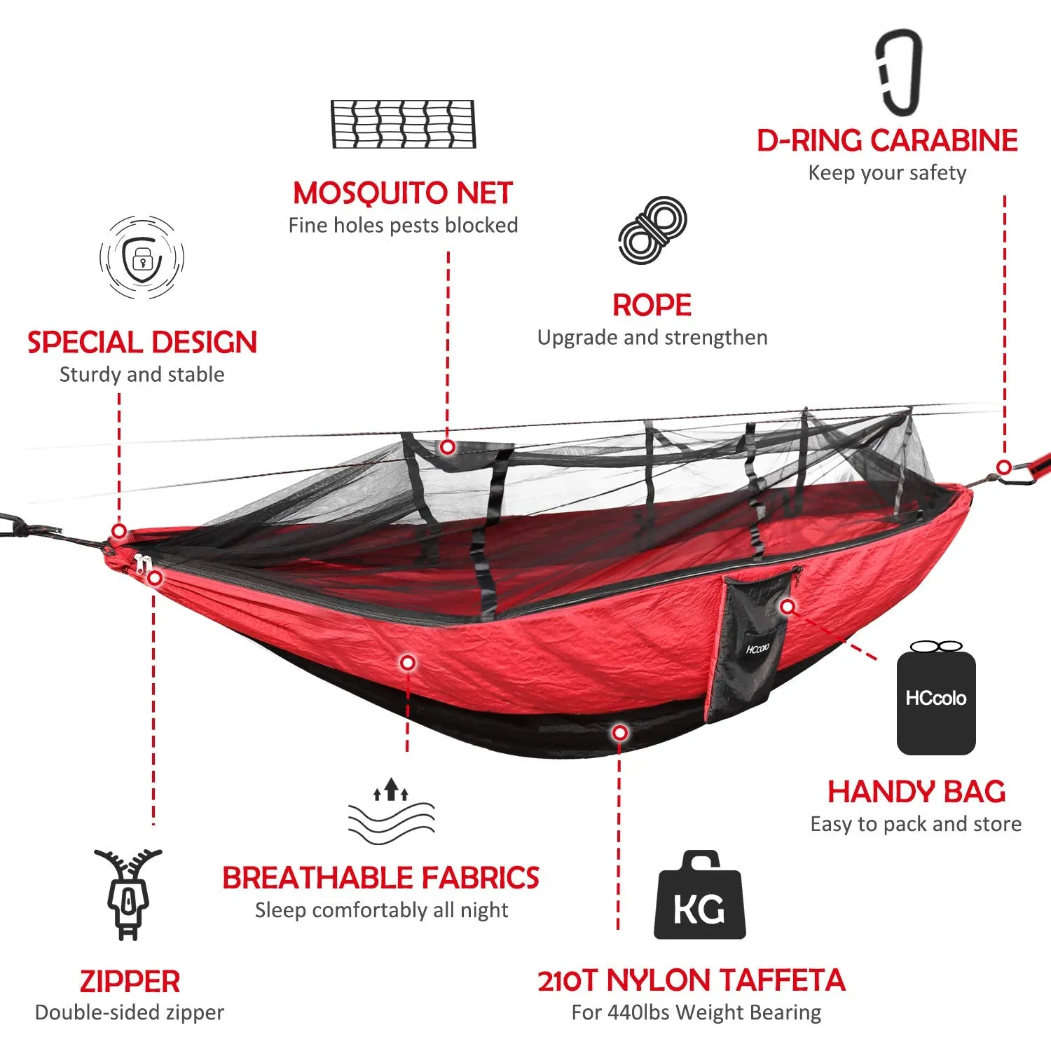 Mosquito Net With Double Camping Hammock - HCcolo